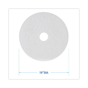 Polishing Floor Pads, 19" Diameter, White, 5/carton