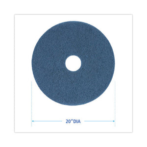 Scrubbing Floor Pads, 20" Diameter, Blue, 5/carton