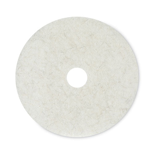 Natural Burnishing Floor Pads, 20" Diameter, White, 5/carton