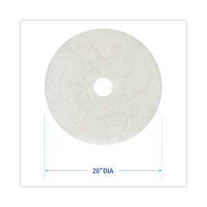 Natural Burnishing Floor Pads, 20" Diameter, White, 5/carton