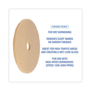 Burnishing Floor Pads, 20" Diameter, Tan, 5/carton