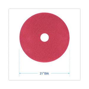 Buffing Floor Pads, 21" Diameter, Red, 5/carton
