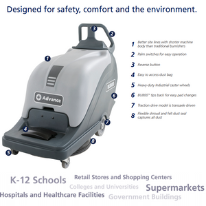 Advance BU800 20B and 20BT | Floor Burnisher | 20" | 2000 RPMs | Battery | Dust Control | Pad Assist or Self Propel | 3 Year Warranty